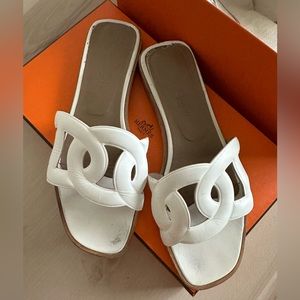 Authentic Hermes Omaha Sandals White sz 37